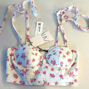Zara pink flower camisole top NWT!